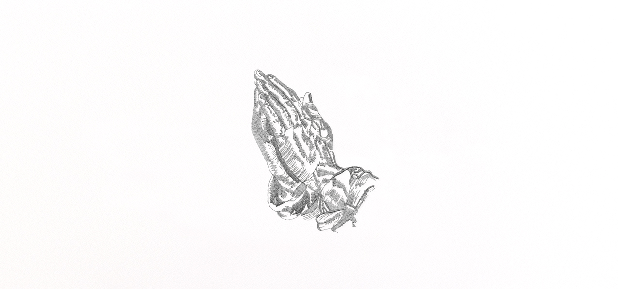 Praying Hands White-Silver Faux